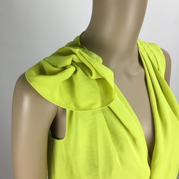 Rachel Rachel Roy Yellow Sleeveless Faux Wrap Top - Picture 6 of 7